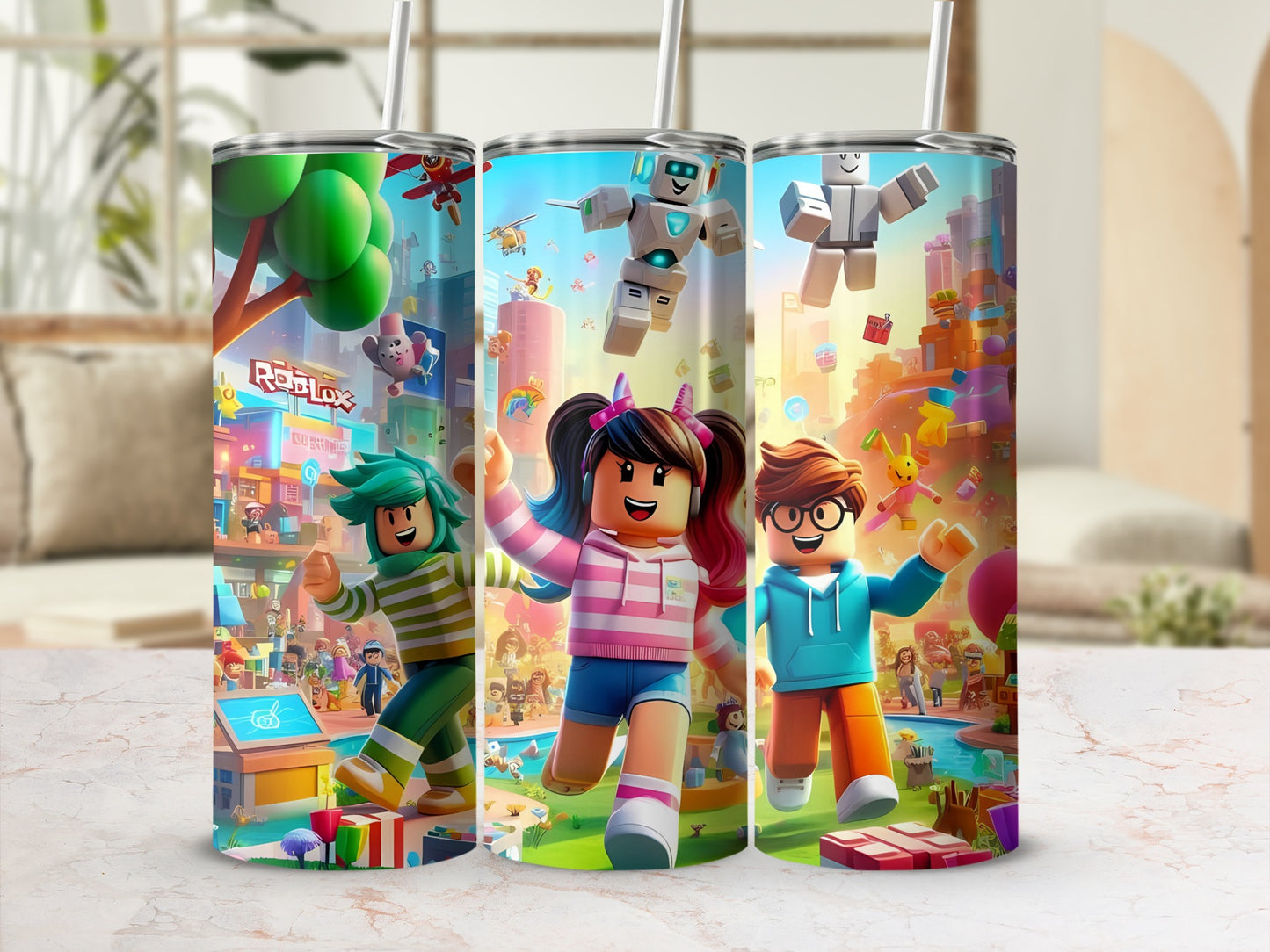 Roblox Themed Colorful Fun Stainless Steel Tumbler