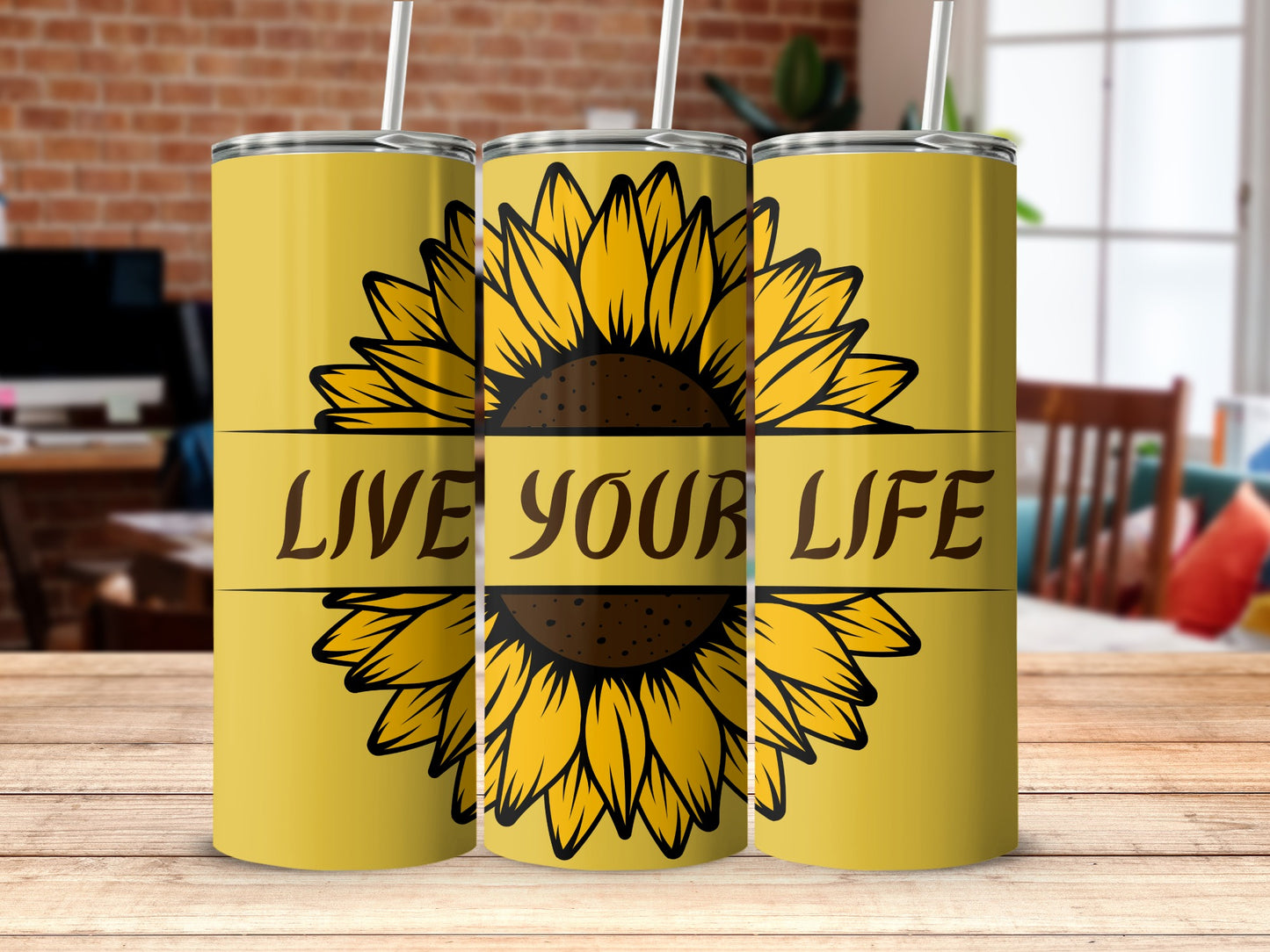 Live Your Life Sunflower Design Travel Mug Product