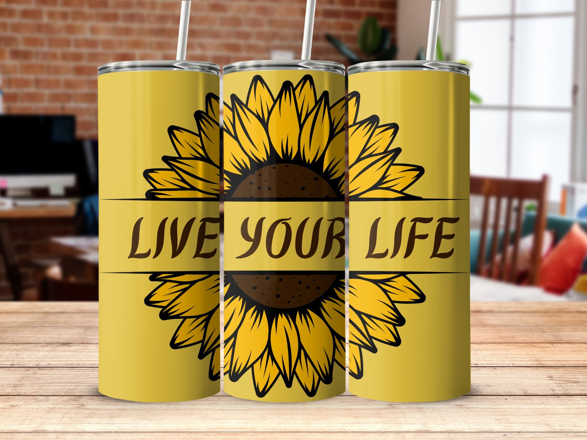Live Your Life Sunflower Design Travel Mug Product