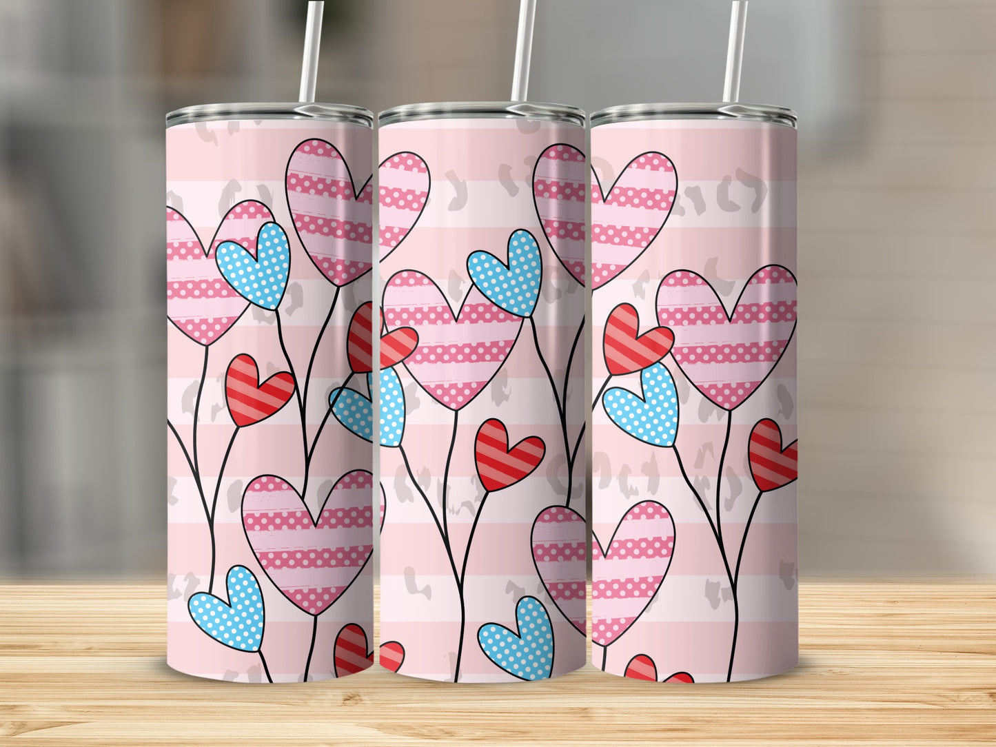 Heart Stripes Polka Dots Pink Leopard Print Tumbler Design product type