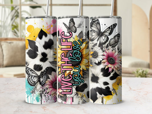 Live The Life You Love Butterfly Sunflower Cow Print product type