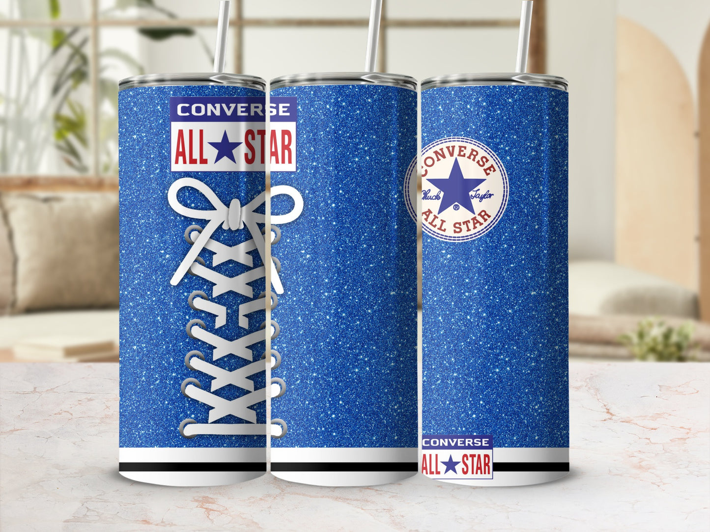 Converse All Star Blue Glitter Laces Tumbler product type