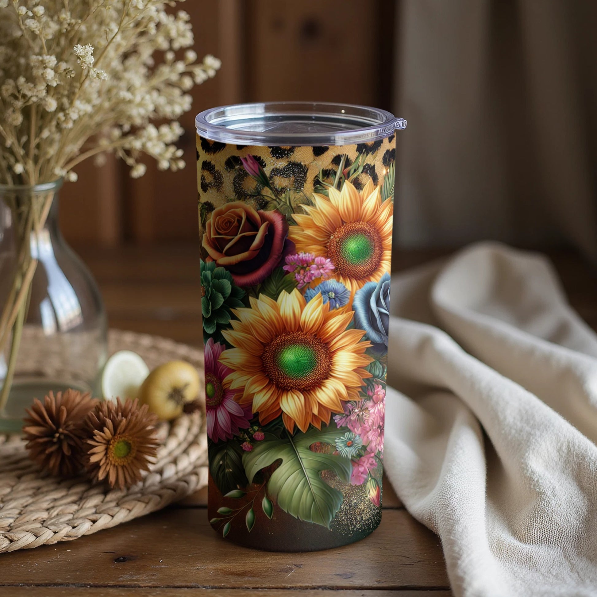 Colorful Floral Design Travel Tumbler for Nature Lovers