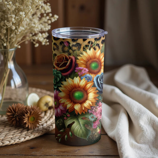 Colorful Floral Design Travel Tumbler for Nature Lovers