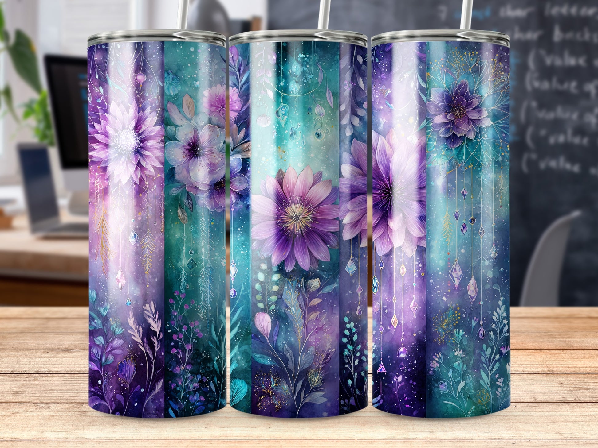Floral Abstract Double-Walled Tumbler Cup
