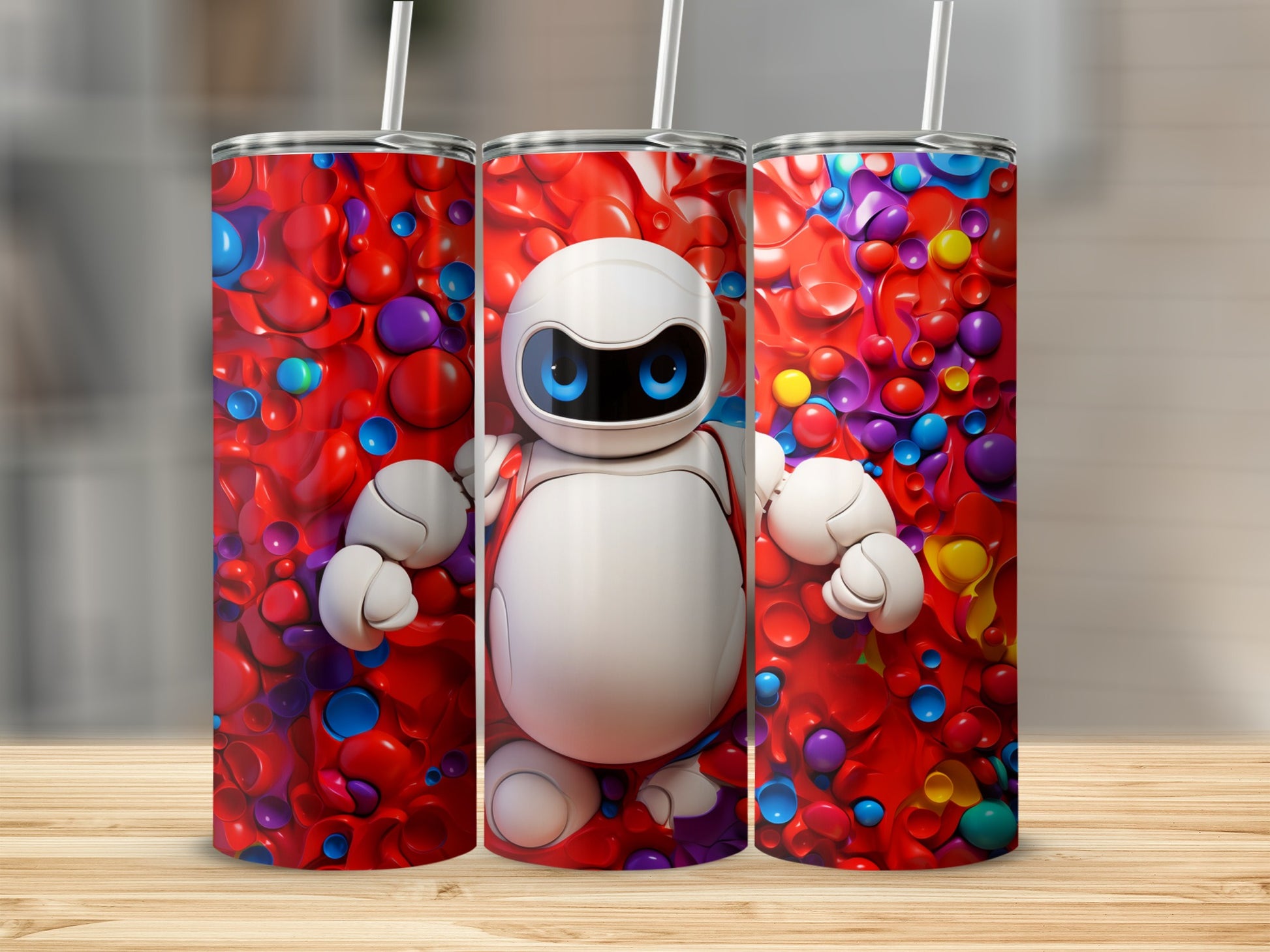 Colorful Robot Design Insulated Travel Tumbler
