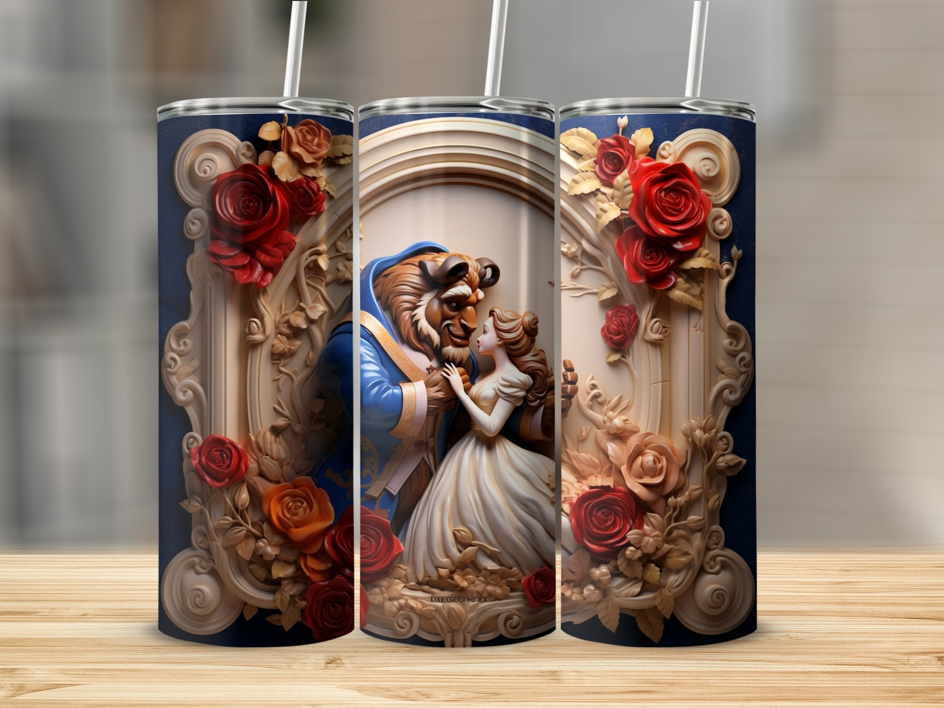 Enchanting Rose Design Beast and Beauty Tumbler