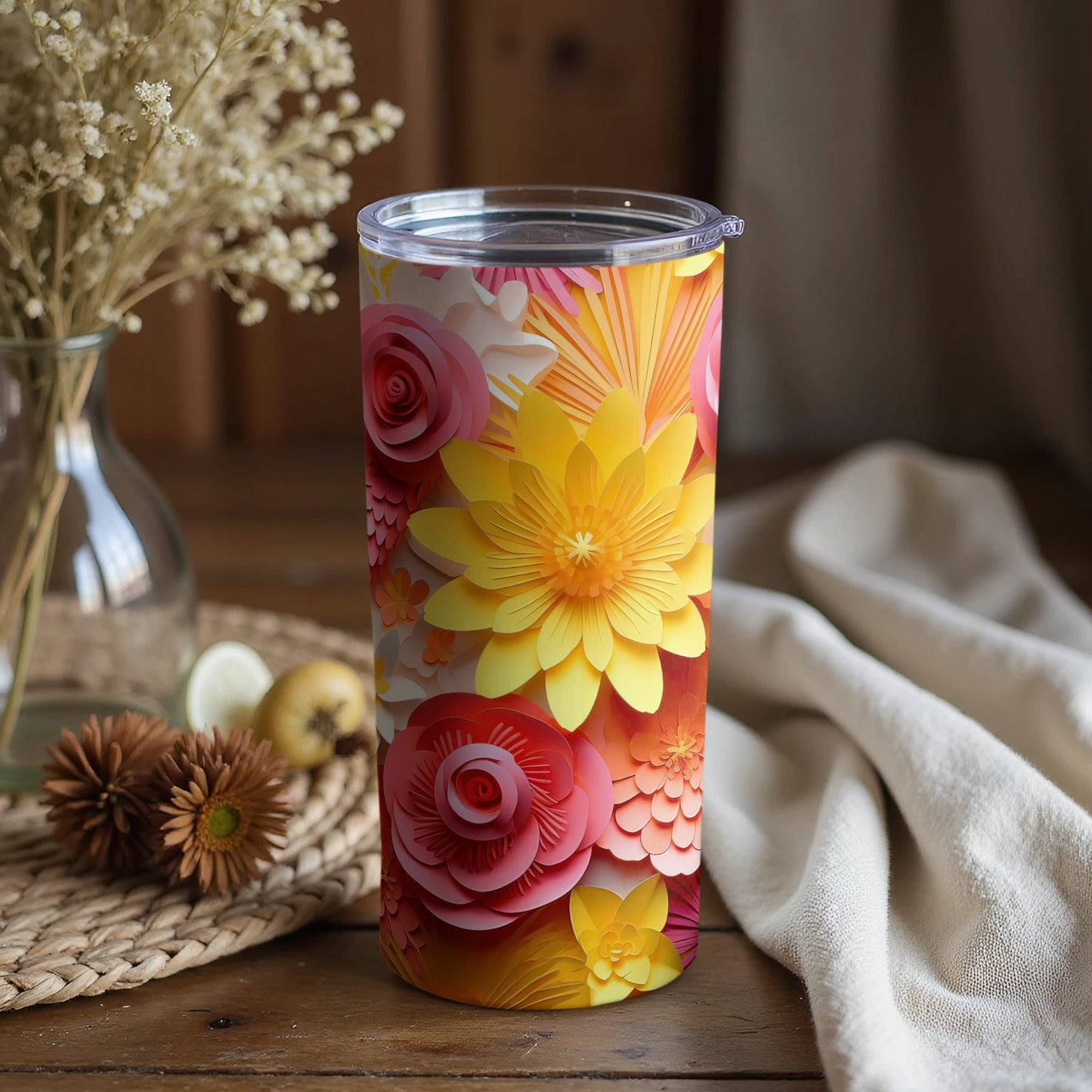 Vibrant Floral Patterned Insulated Tumbler Product