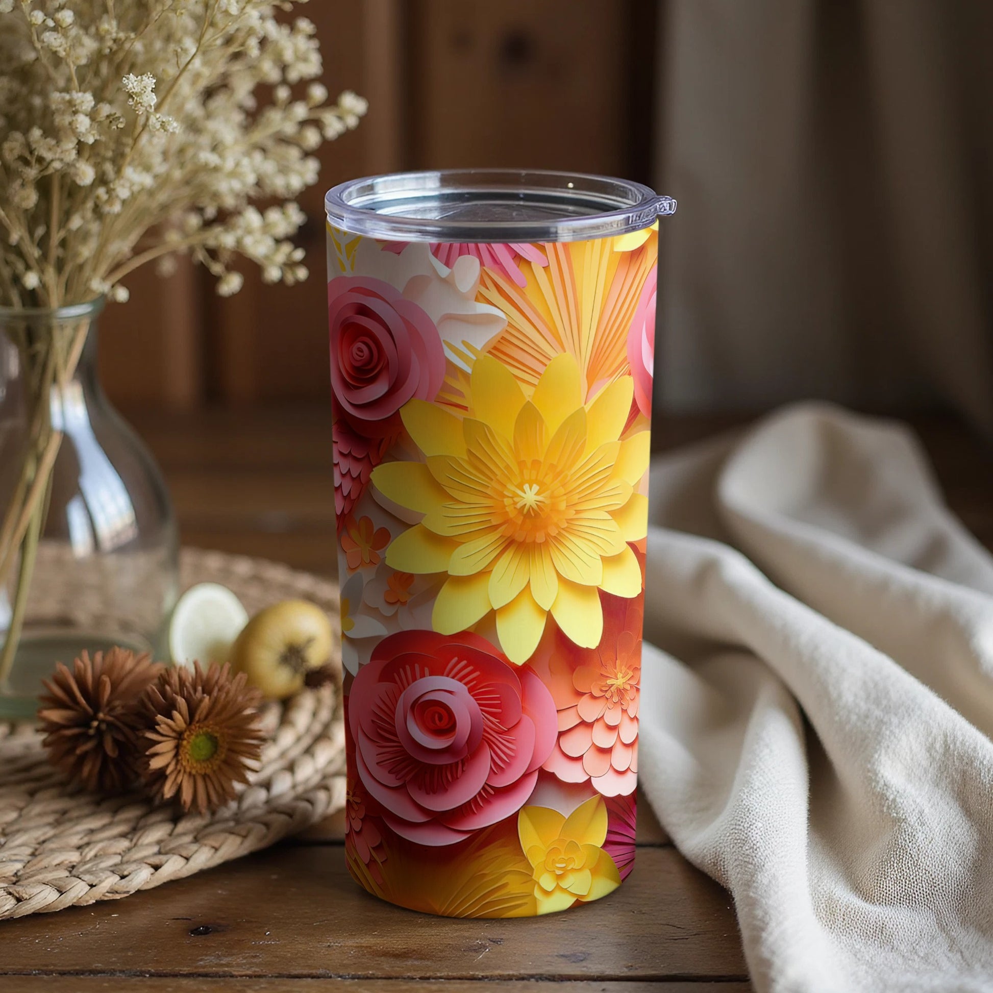 Vibrant Floral Patterned Insulated Tumbler Product