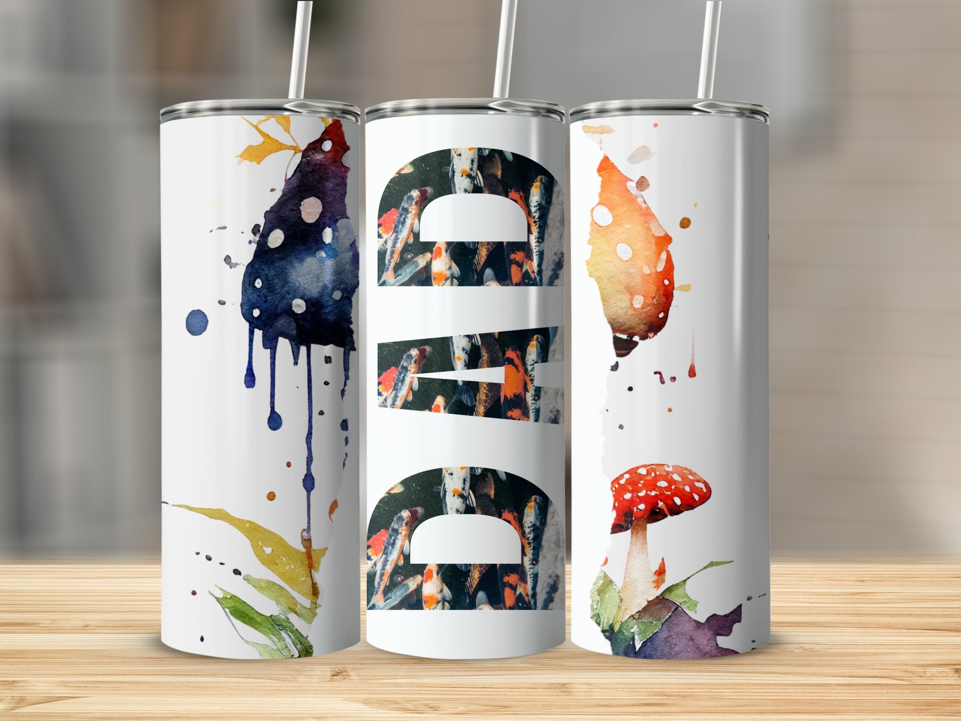 Colorful Abstract Drip and Mushroom Dad Tumbler