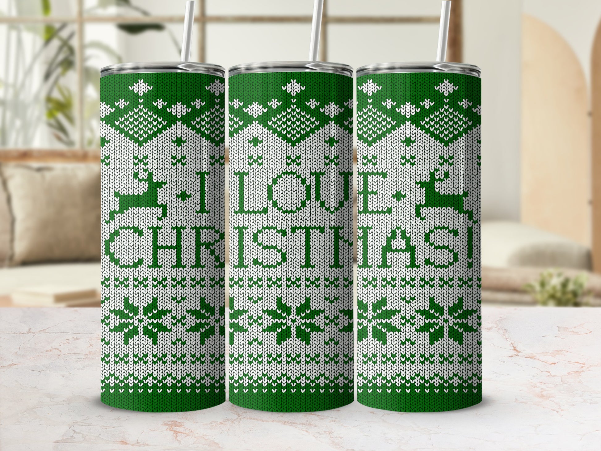 Ugly Christmas Sweater Reindeer I Love Christmas Tumbler product type
