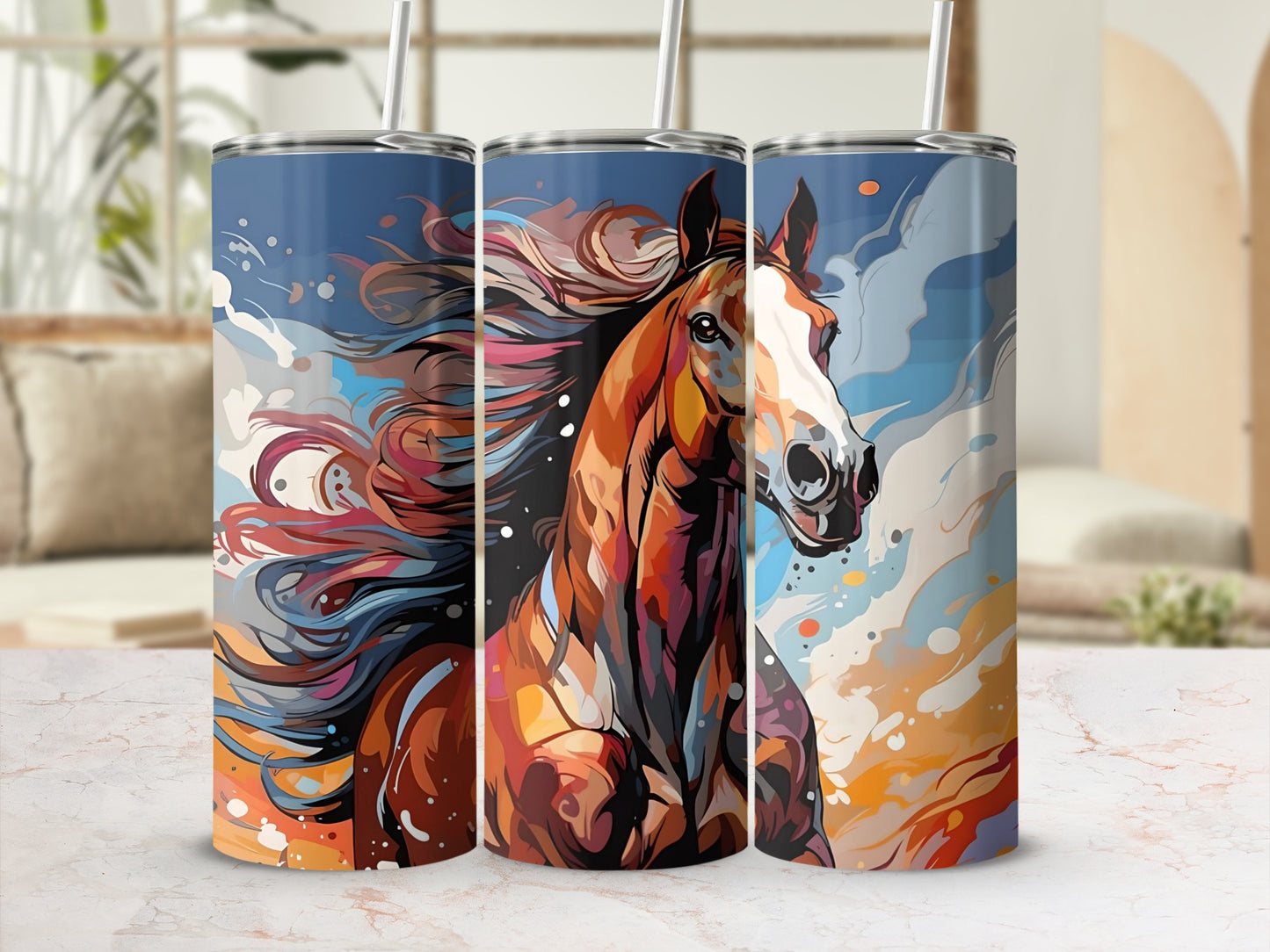 Colorful Running Horse Design Tumbler product