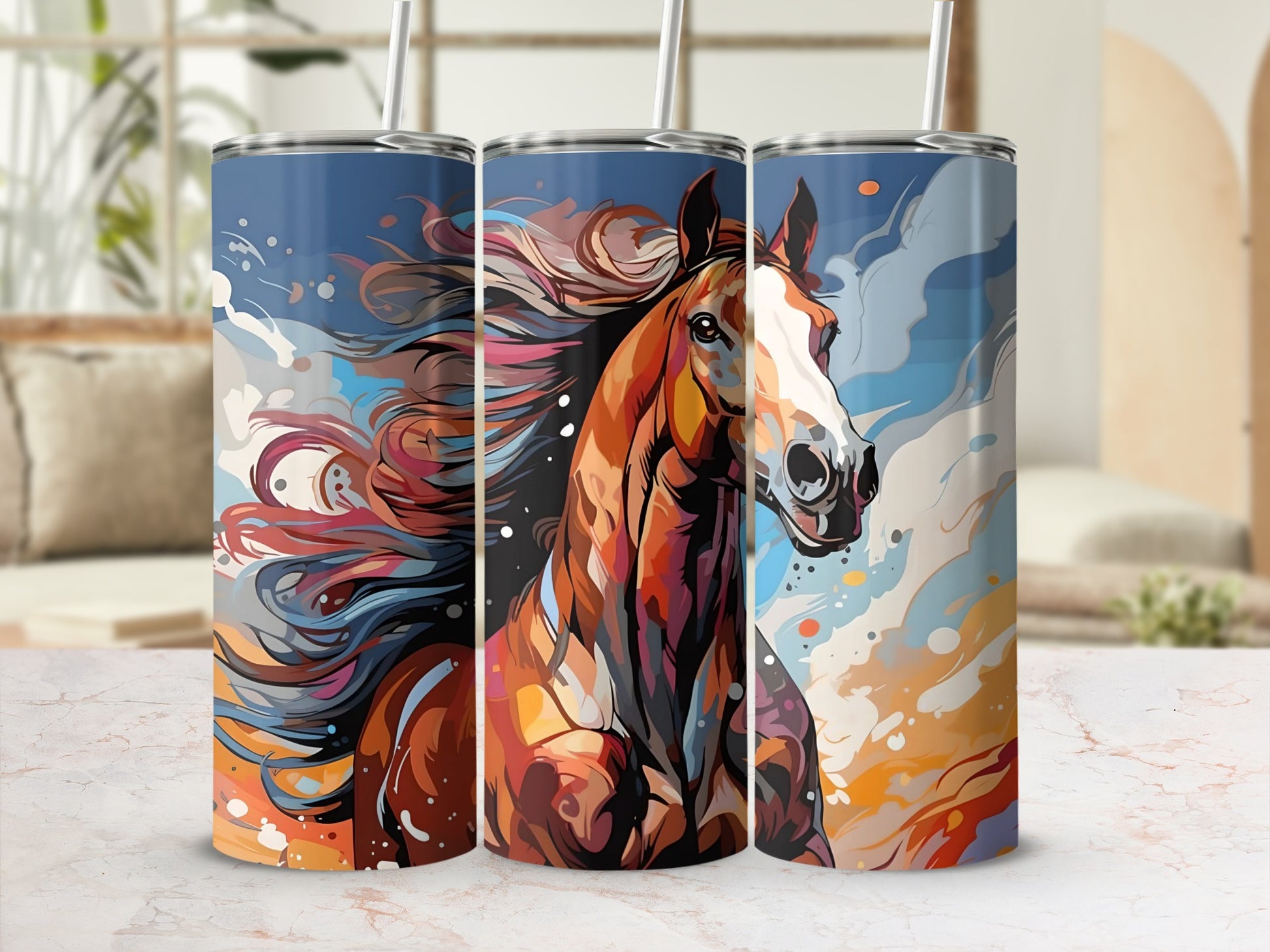 Colorful Running Horse Design Tumbler product