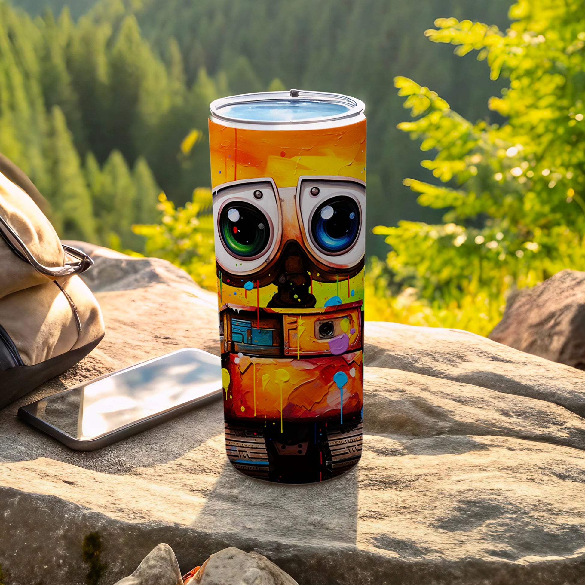 Colorful Robot Art Travel Tumbler for Outdoor Adventures