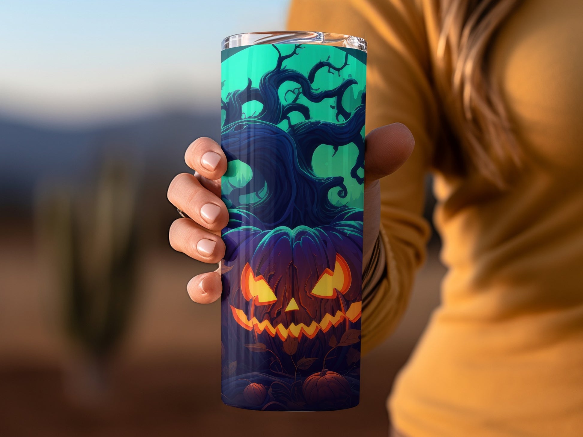 Spooky Jack-O'-Lantern and Haunted Tree Tumbler