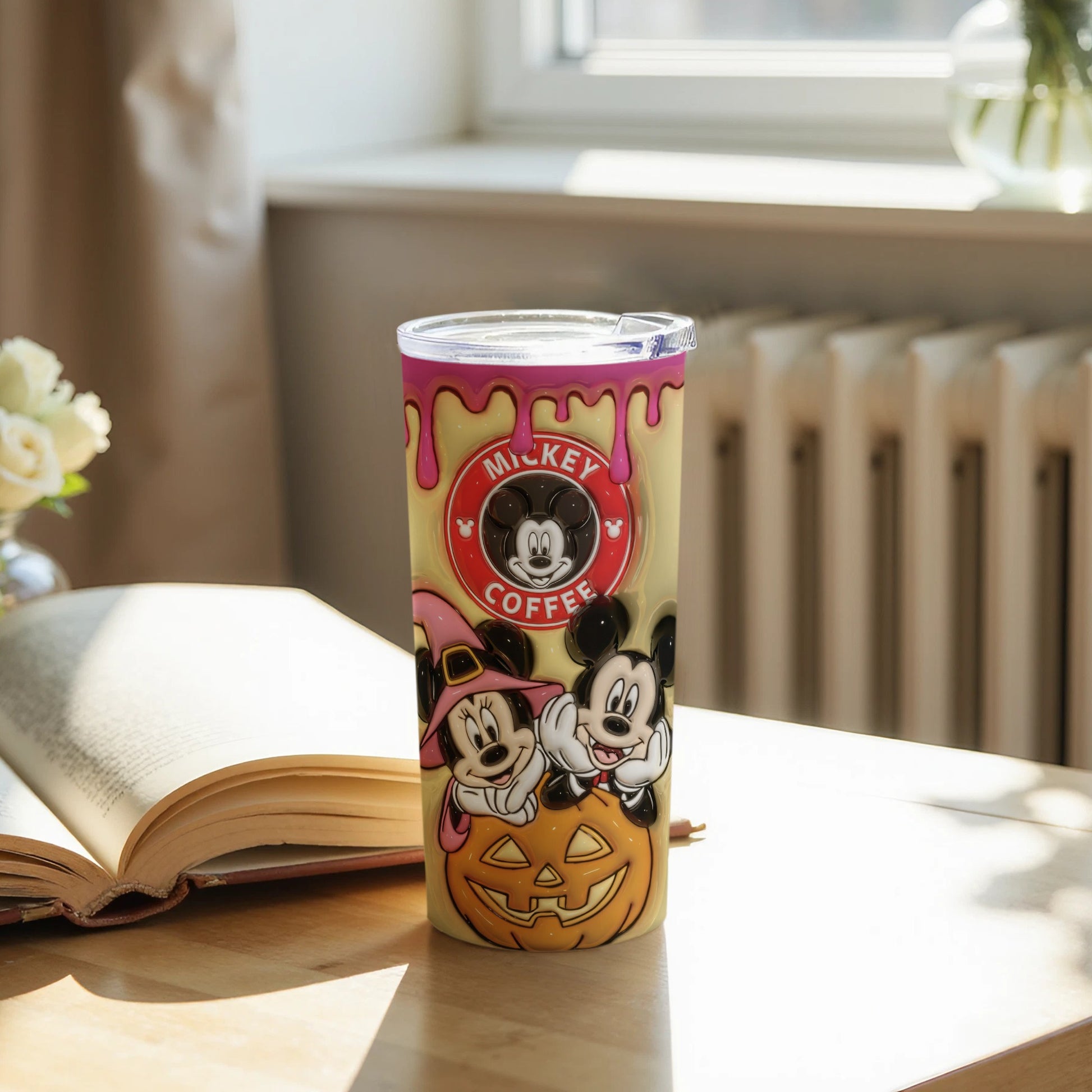 Mickey Mouse Halloween Coffee Tumbler Cup with Art