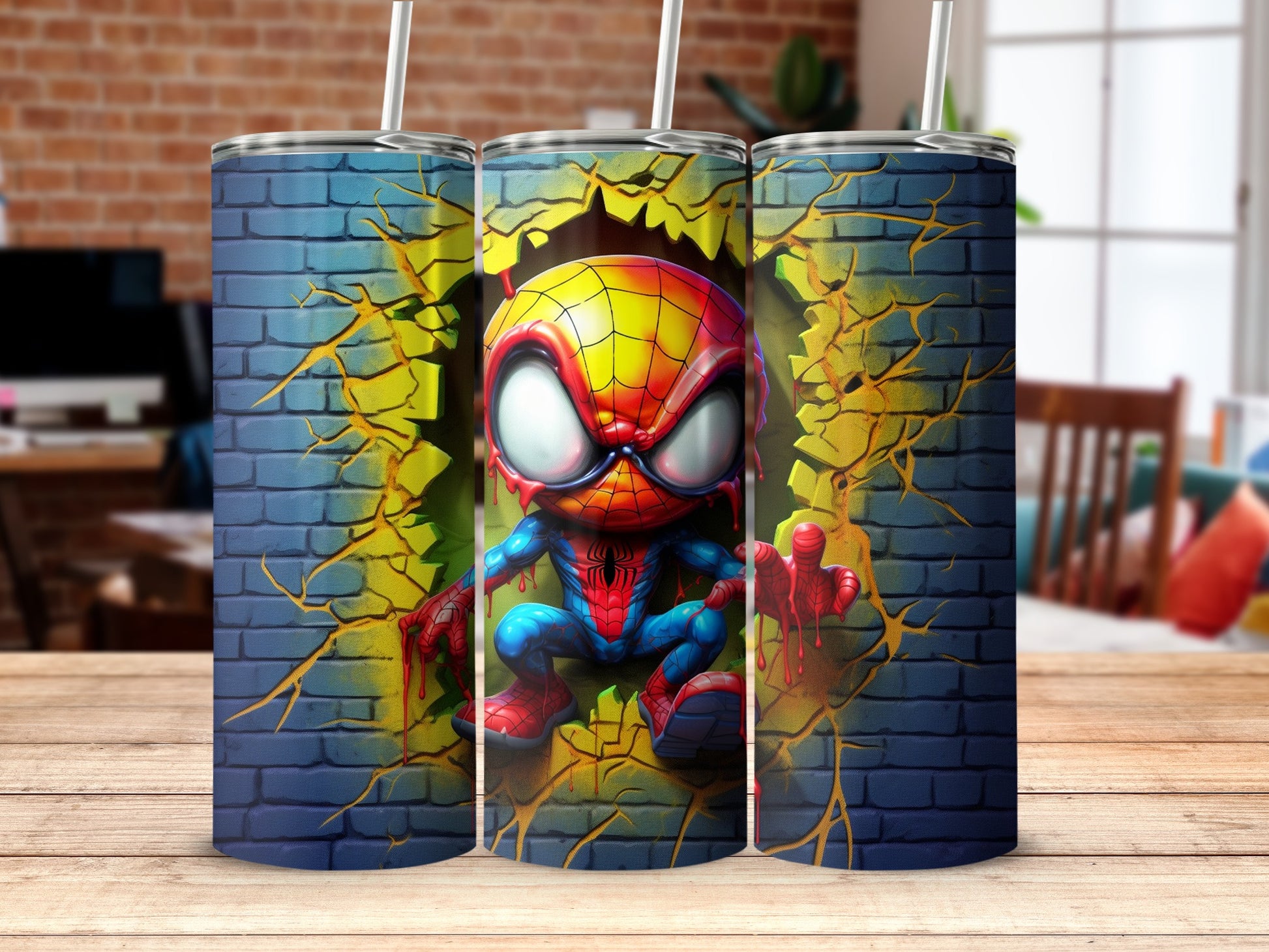 Custom Printed Tumbler with Colorful Superhero Art