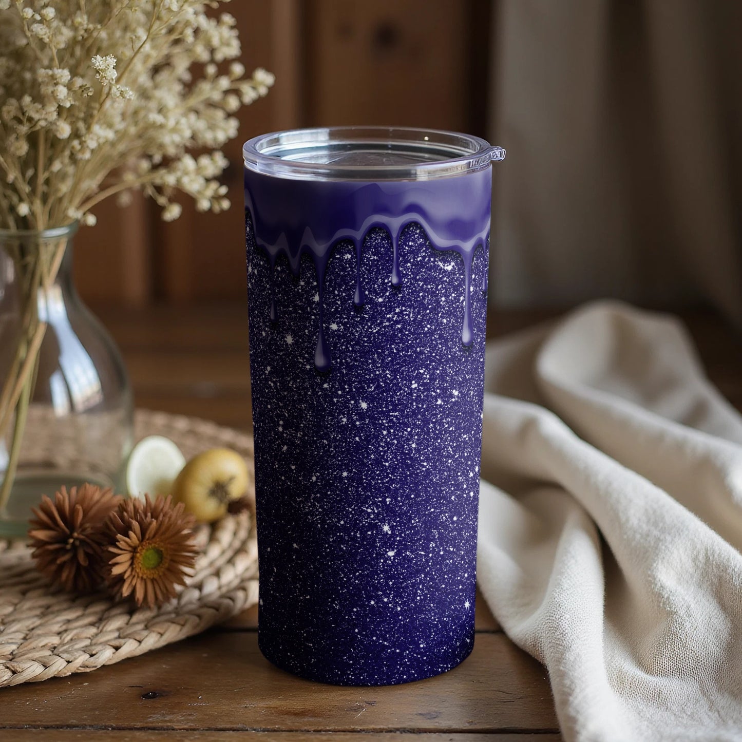 Galaxy Dripping Tumbler with Starry Night Design