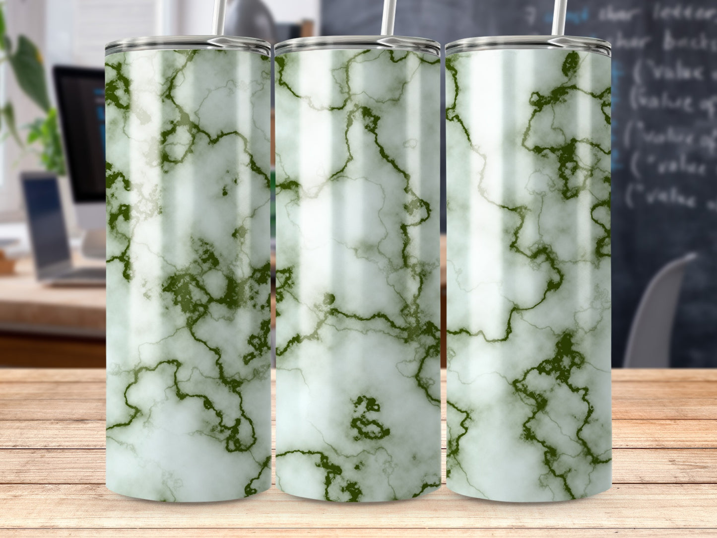 Elegant White Green Marble Veins Pattern Tumbler product type