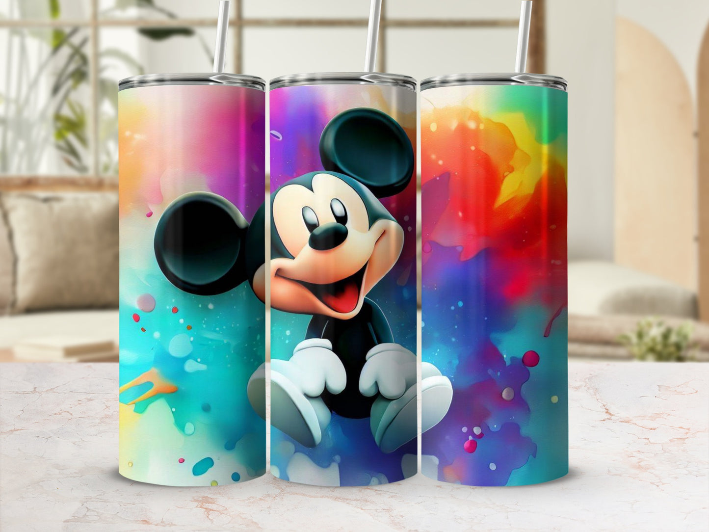 Colorful Mickey Mouse Art Tumbler for Fun Beverages