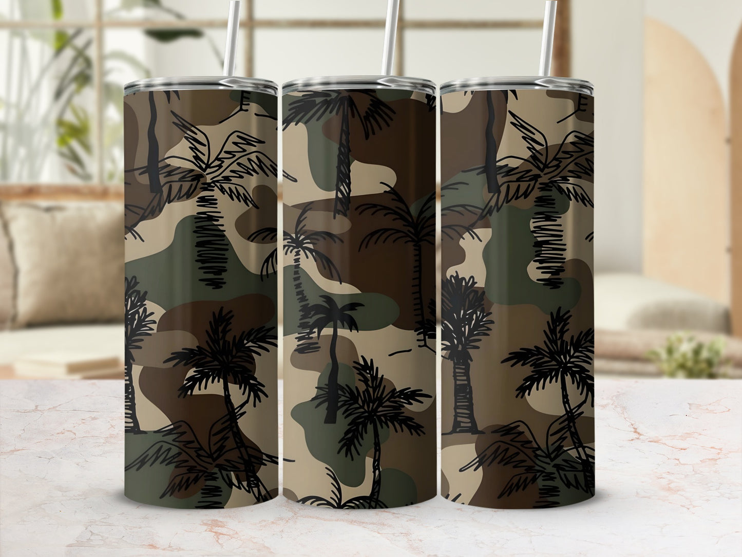 Tropical Camouflage Palm Tree Design Tumbler Cup