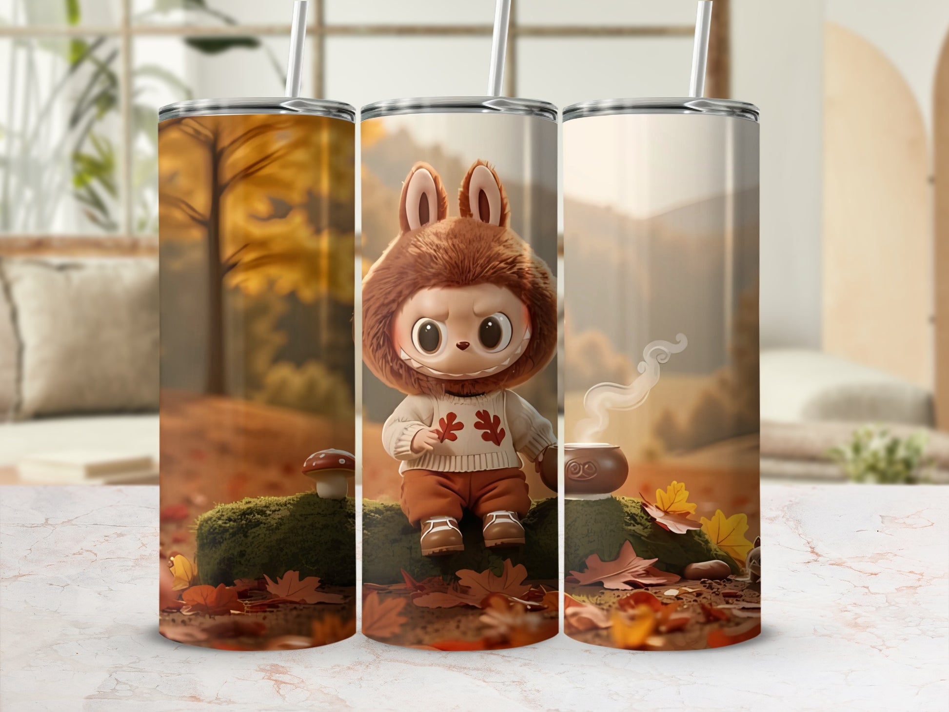 Autumn Forest Cute Character Design Tumbler Cup