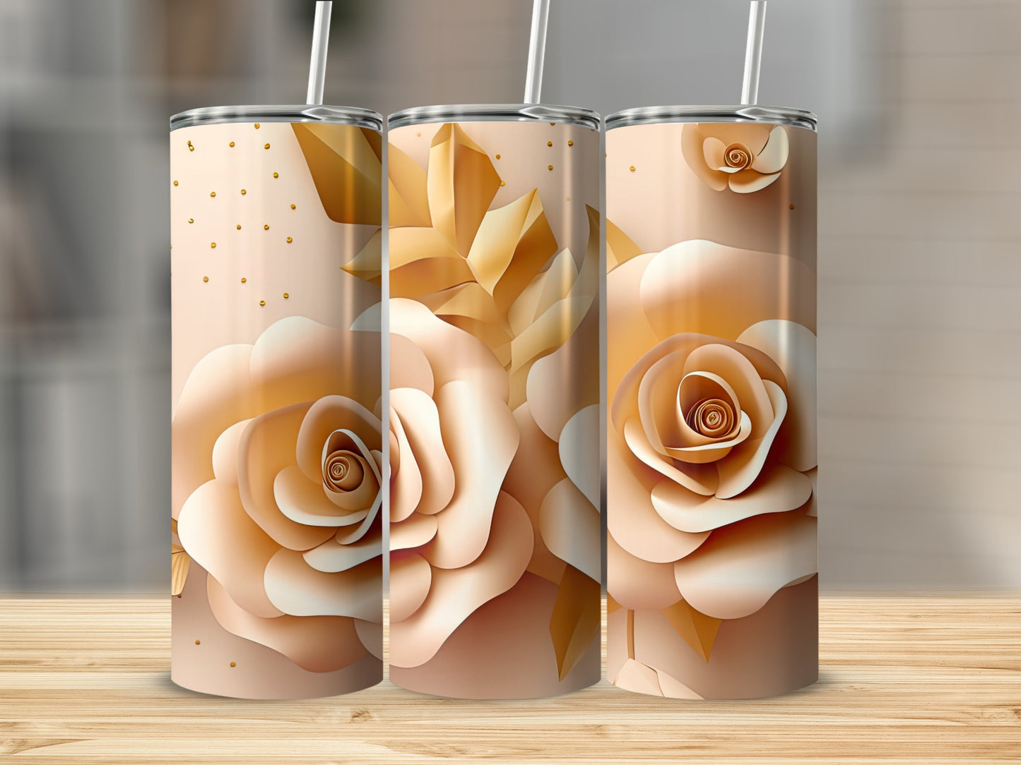 Elegant Floral Rose Art Design Tumbler Drinkware Collection