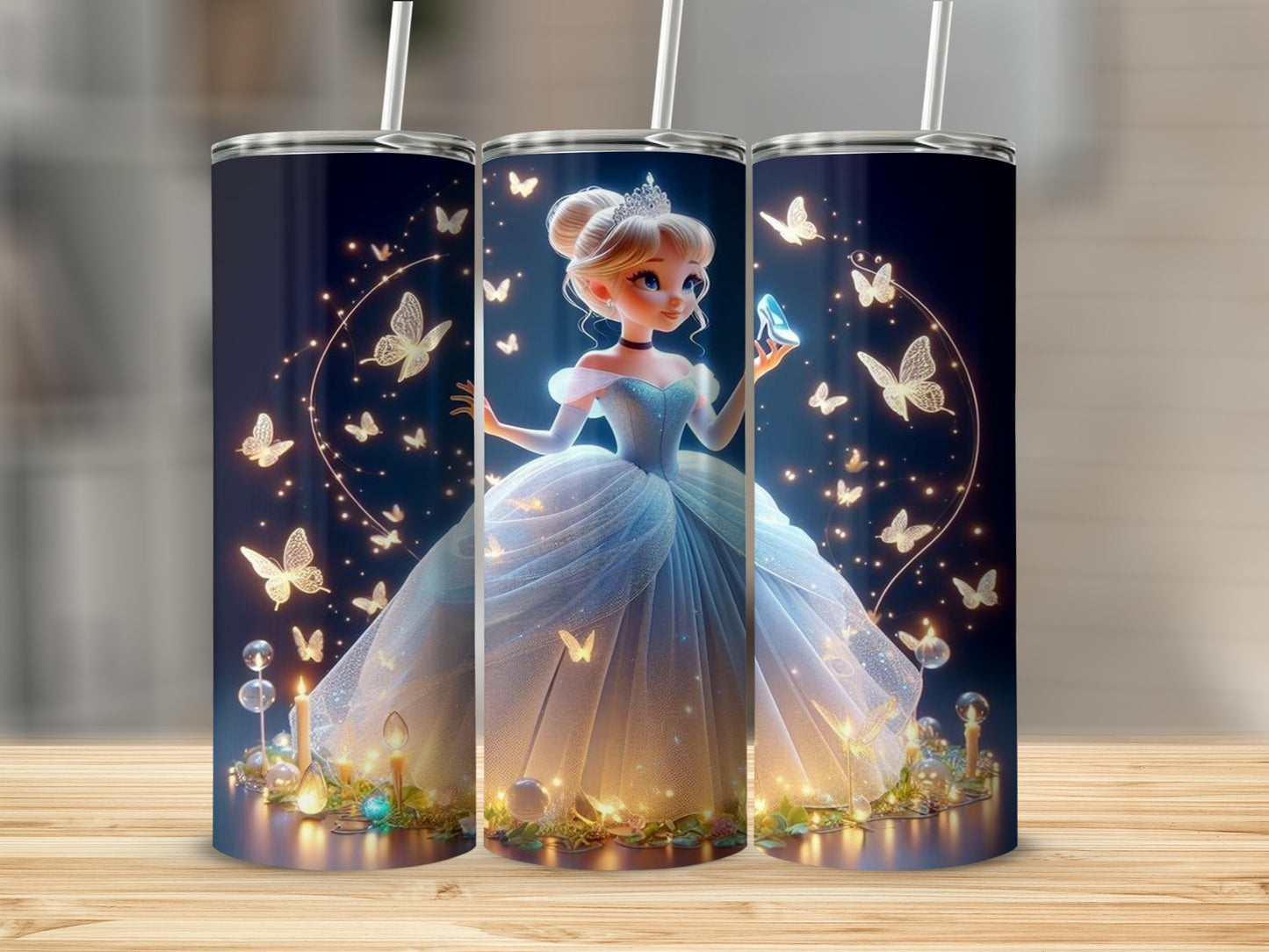 Fairy Tale Princess with Magical Butterflies Tumbler