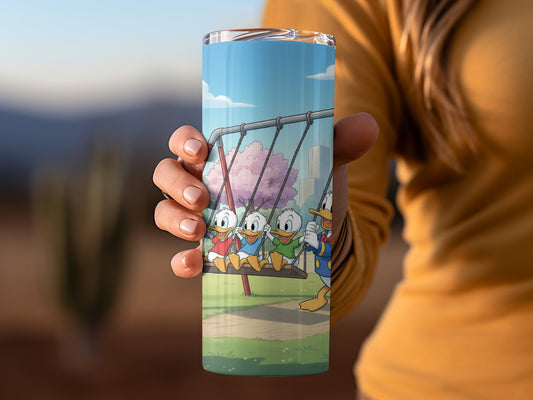 Duck Characters Swinging Scene Travel Tumbler