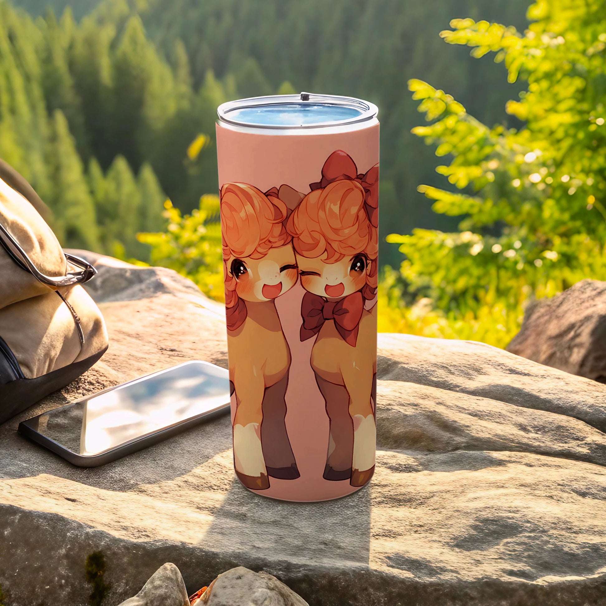 Cute Winking Fawn Twin Characters Pink Tumbler product type
Tumbler, Cute, Kawaii, Fawn, Deer, Anime, Cartoon, Animal Character, Pink Design, Whimsical, Art Print, Gift Idea, Drinkware, Beverage Container, Adorable, Winking Character, Bow Accents, Curly Hair, Fantasy Animal, Happy Design