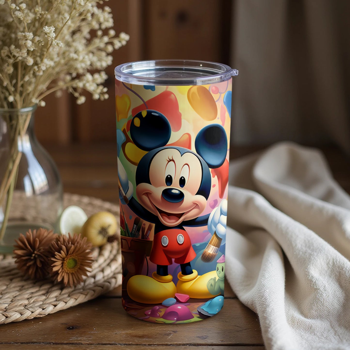Colorful Mickey Mouse Themed Drinkware Tumbler