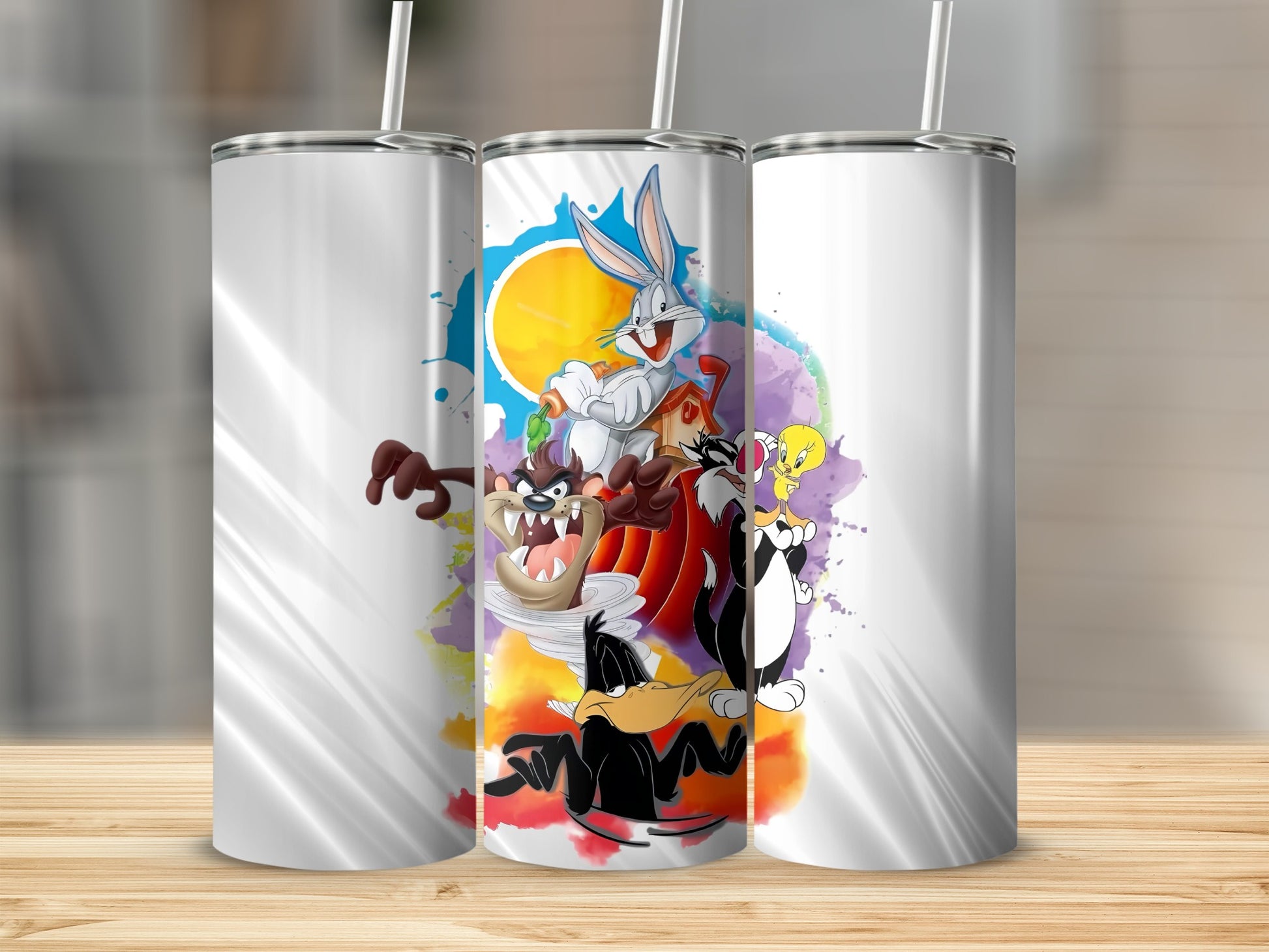 Colorful Cartoon Characters Design Tumbler Flask