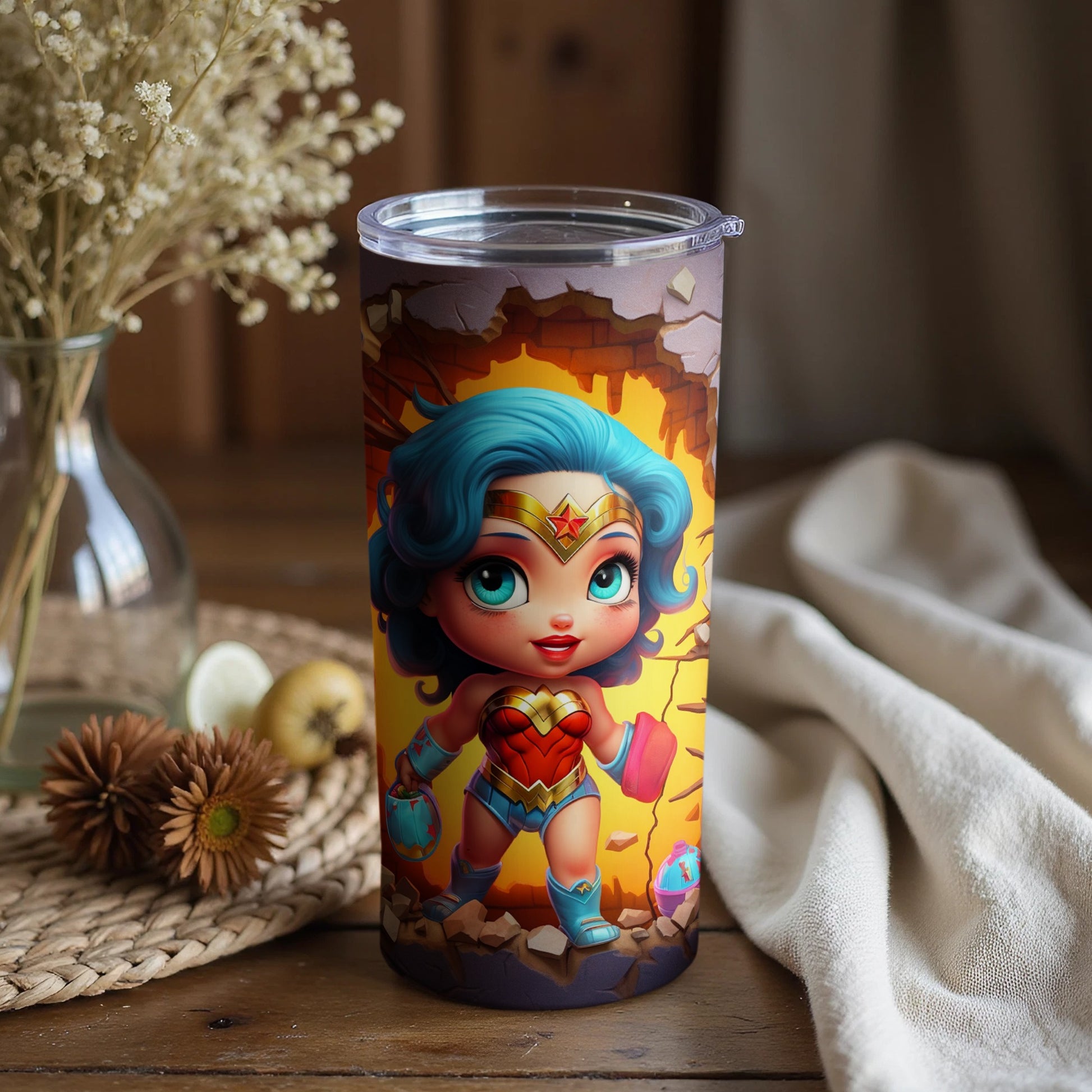 Cute Wonder-Themed Colorful Tumbler for Fans