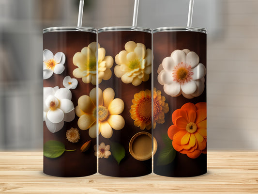 Vibrant Floral Design Insulated Tumbler with Straw