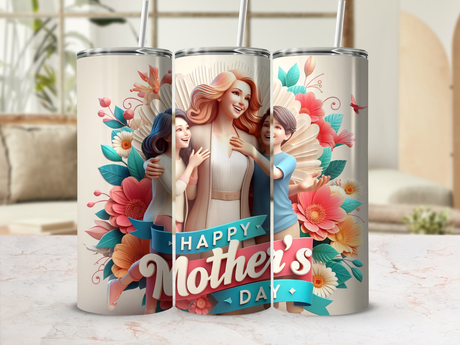 Happy Mother's Day Floral Design Tumbler Product