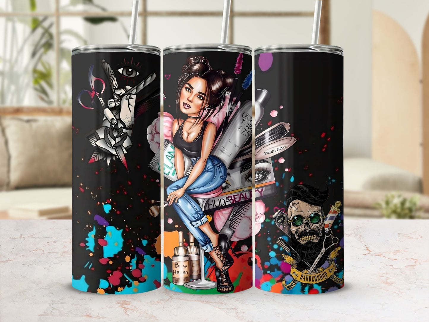 Vibrant Artistic Tumblers with Unique Graphic Designs