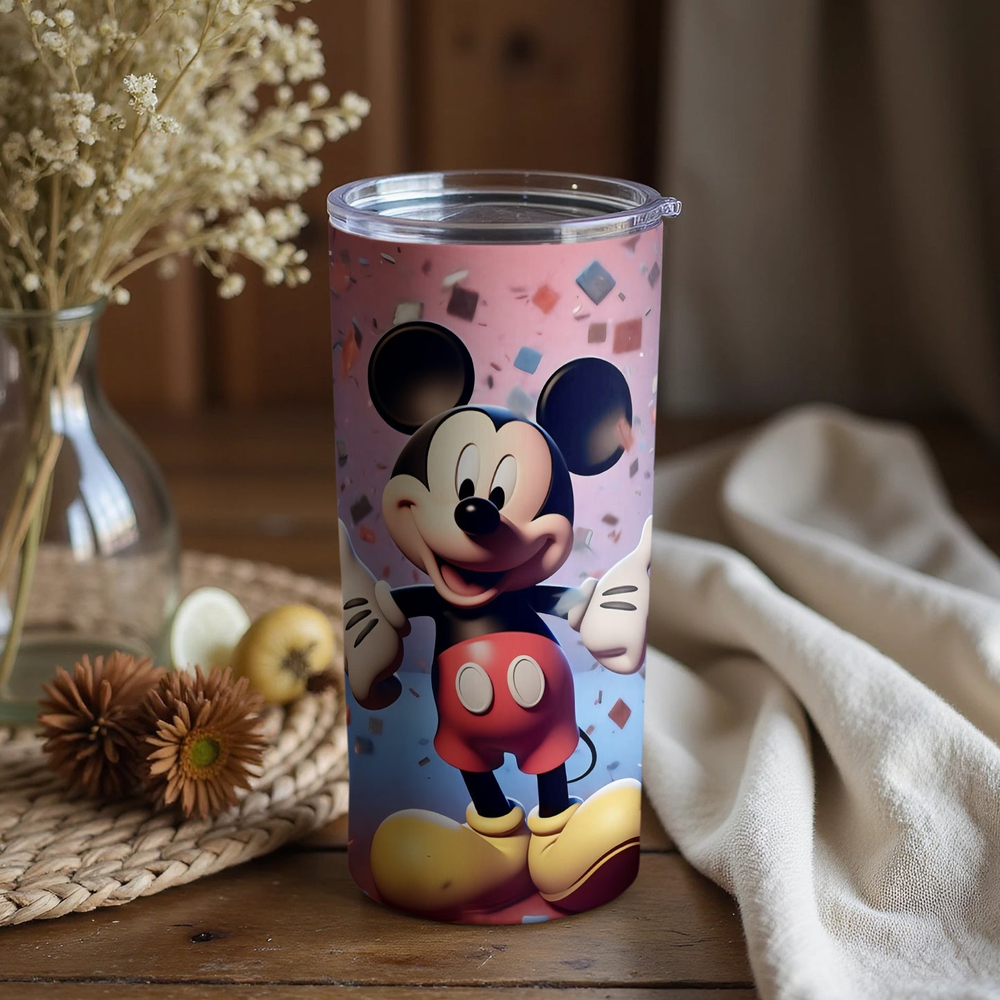 Celebratory Cartoon Mouse Illustrated Tumbler