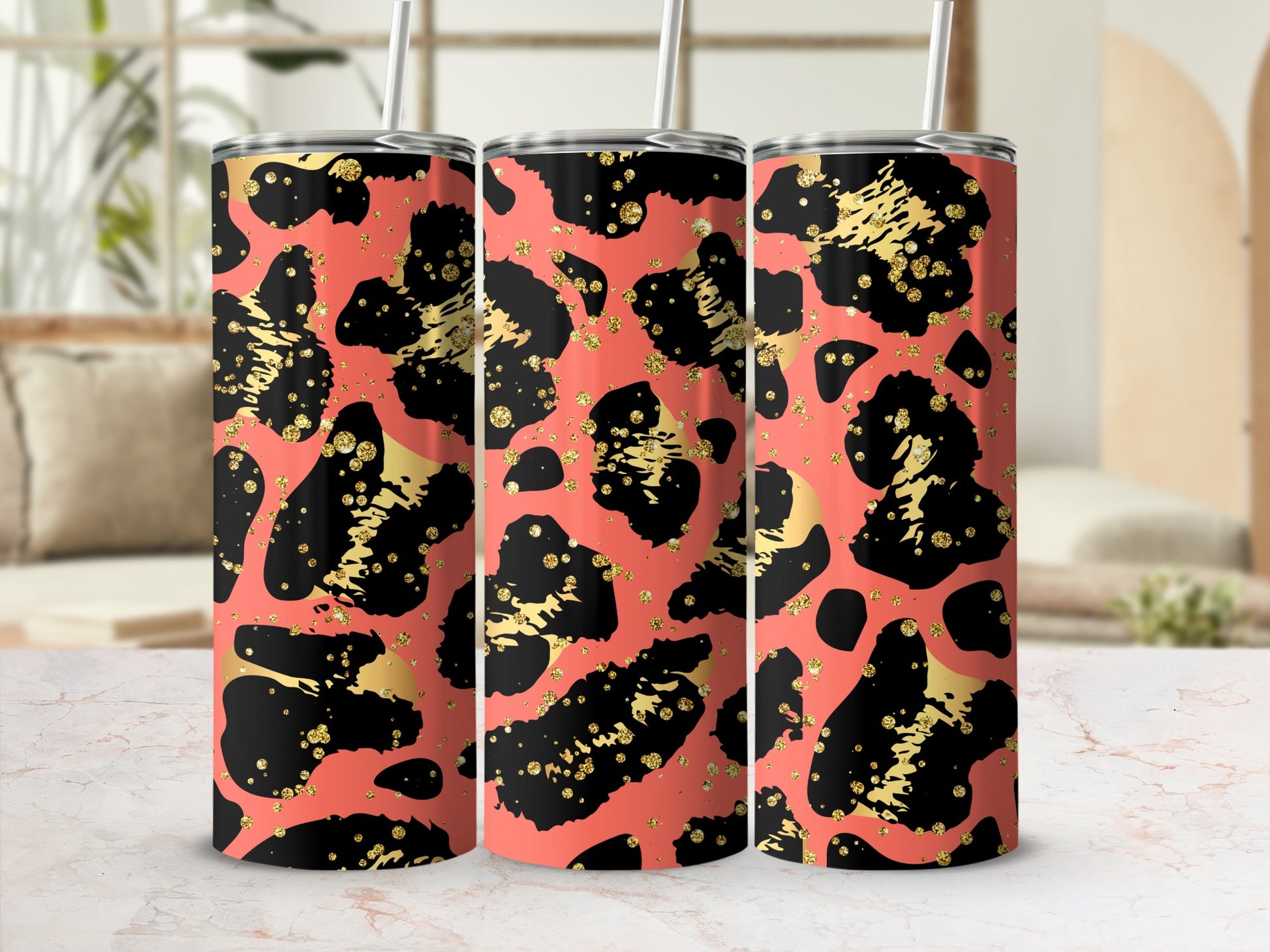 Colorful Abstract Leopard Print Tumbler Cup Drinkware Item