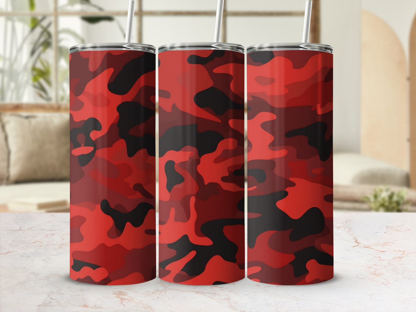 Red and Black Camo Design Insulated Tumbler Product