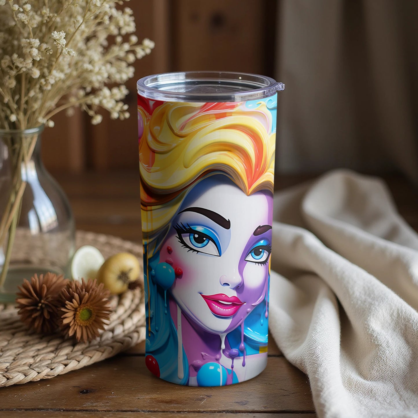 Colorful Vibrant Art Printed Tumbler Ideal for Gifts