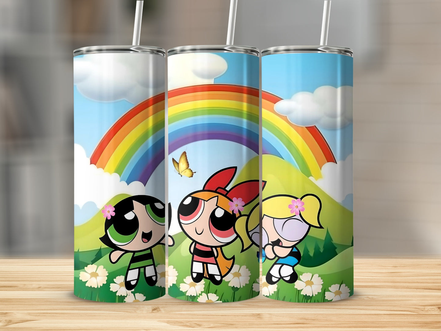 Colorful Rainbow and Cartoon Characters Tumbler Cup