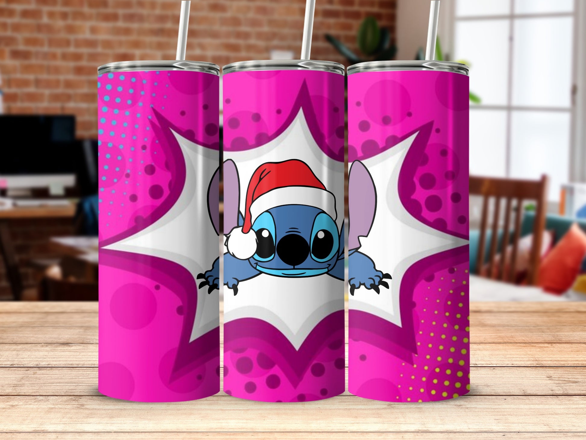 Festive Pop Art Style Blue Alien Drinkware Holiday Gift