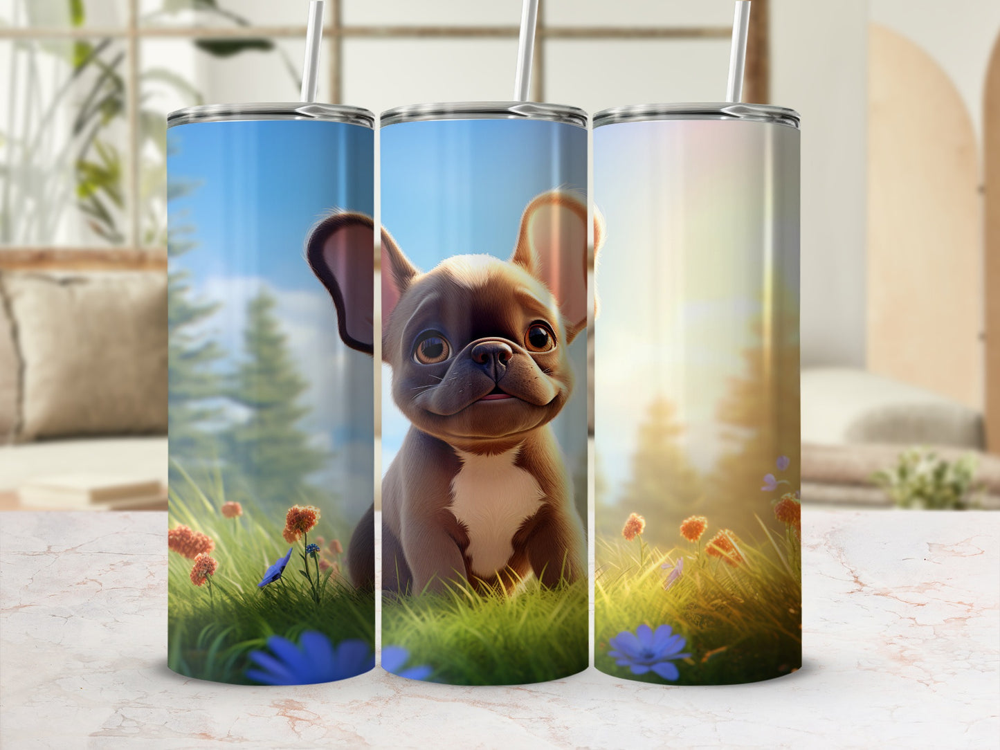 Adorable French Bulldog Design Drink Tumbler