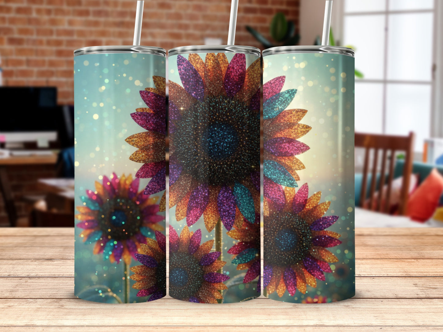 Glittering Sunflower Design Tumbler Product