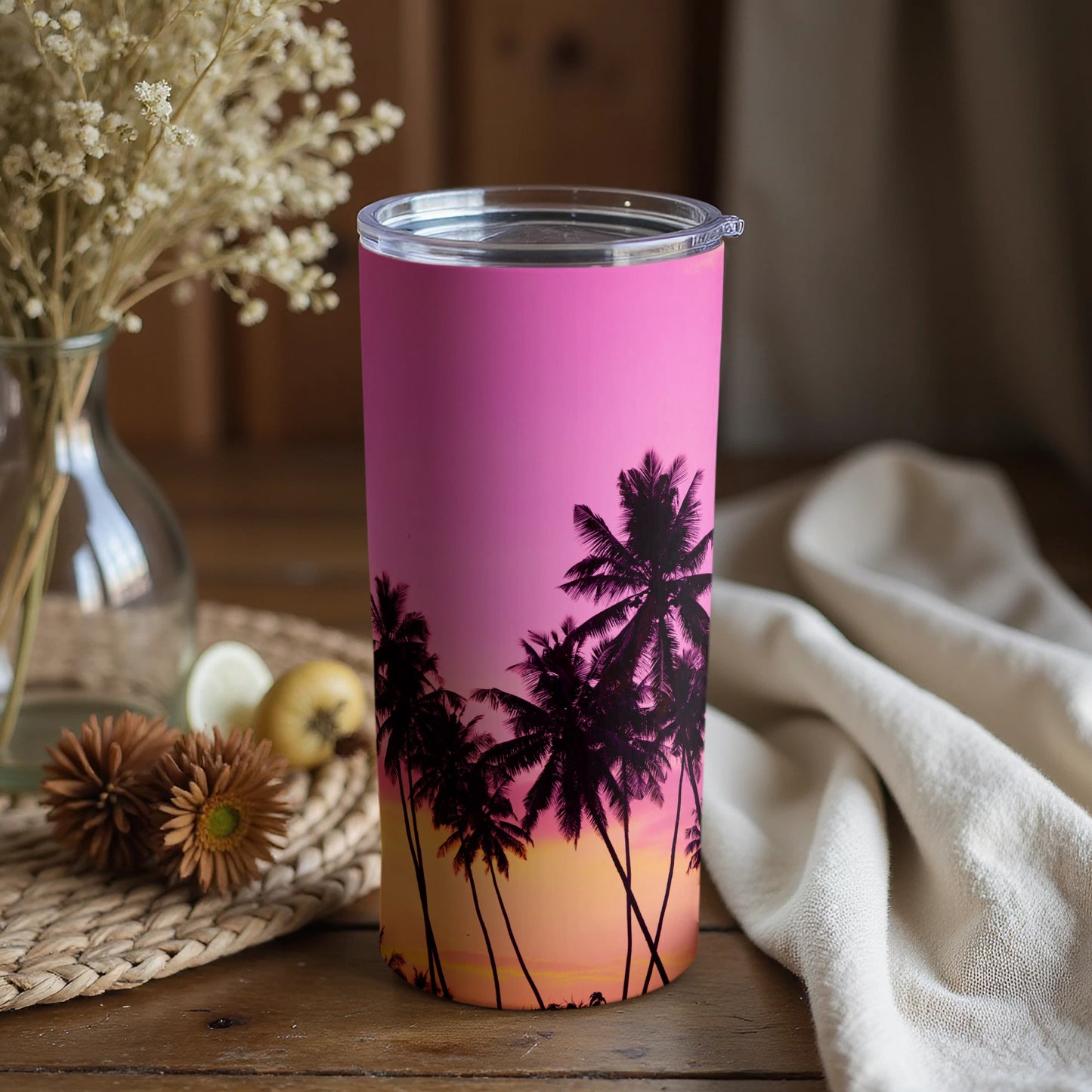 Tropical Sunset Palm Trees Insulated Tumbler Cup
