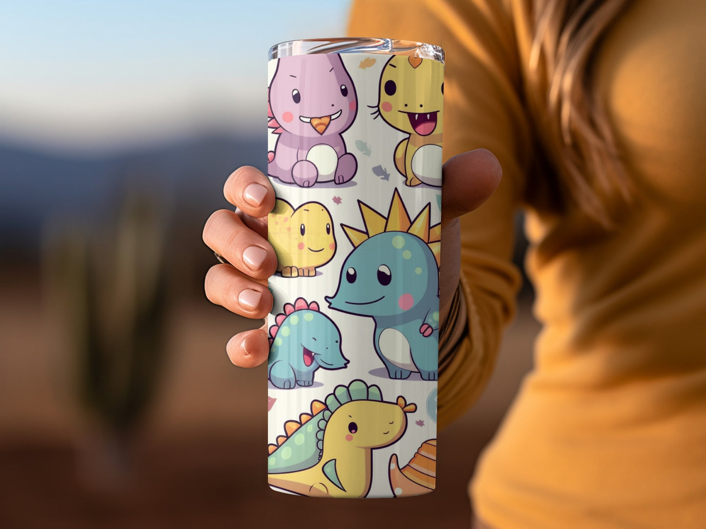 Colorful Cute Cartoon Dinosaurs Tumbler product