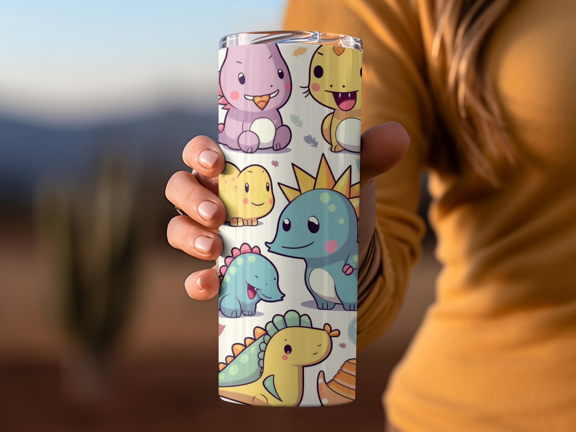 Colorful Cute Cartoon Dinosaurs Tumbler product