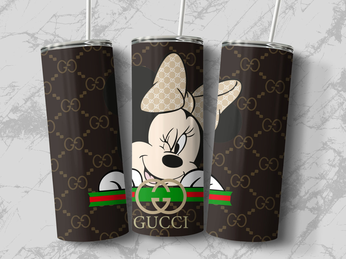 Stylish Minnie Mouse Gucci Design Tumbler Cup