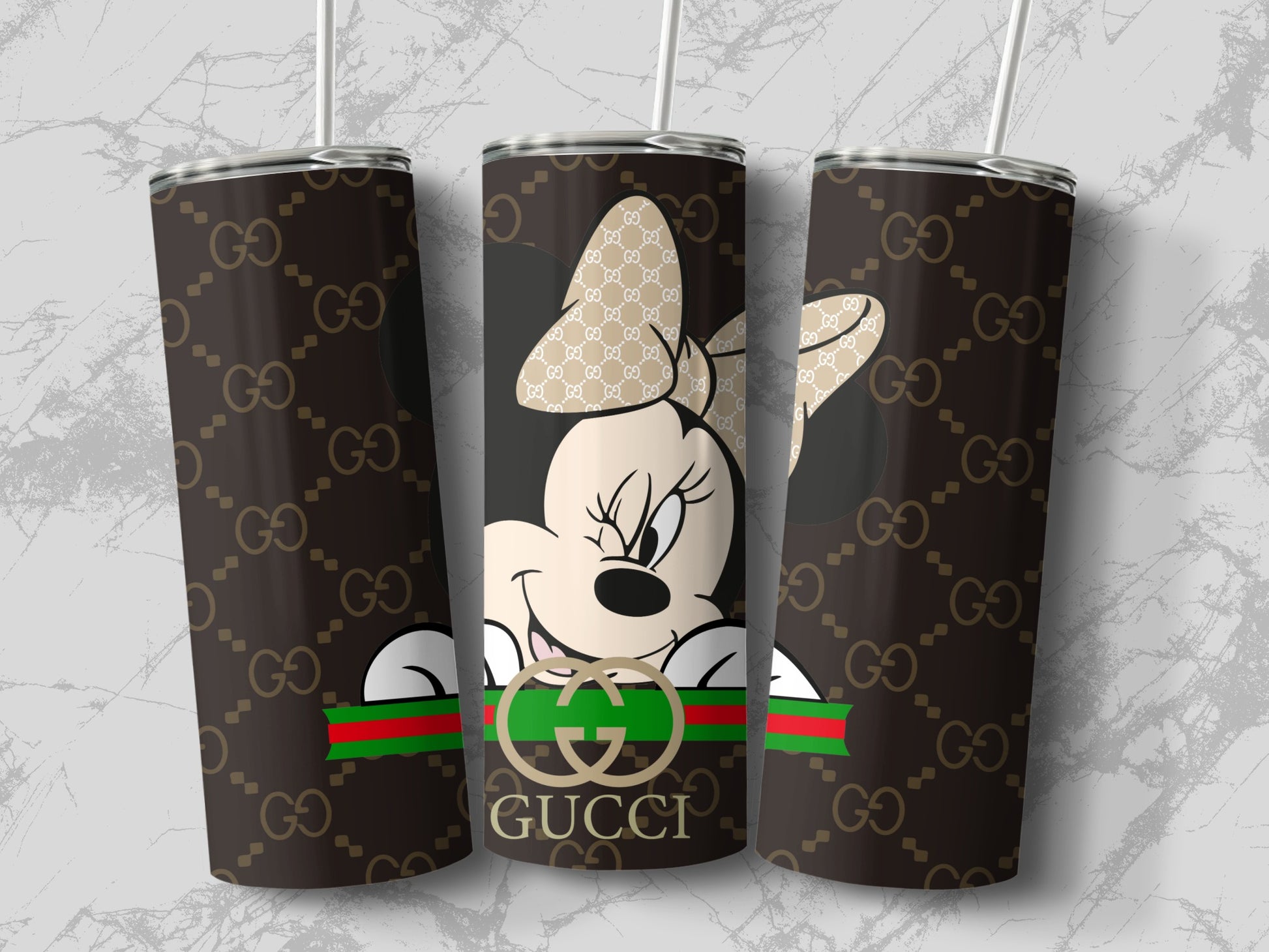 Stylish Minnie Mouse Gucci Design Tumbler Cup