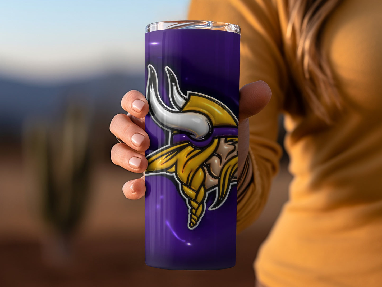 Purple Background with Minnesota Vikings Logo Tumblers